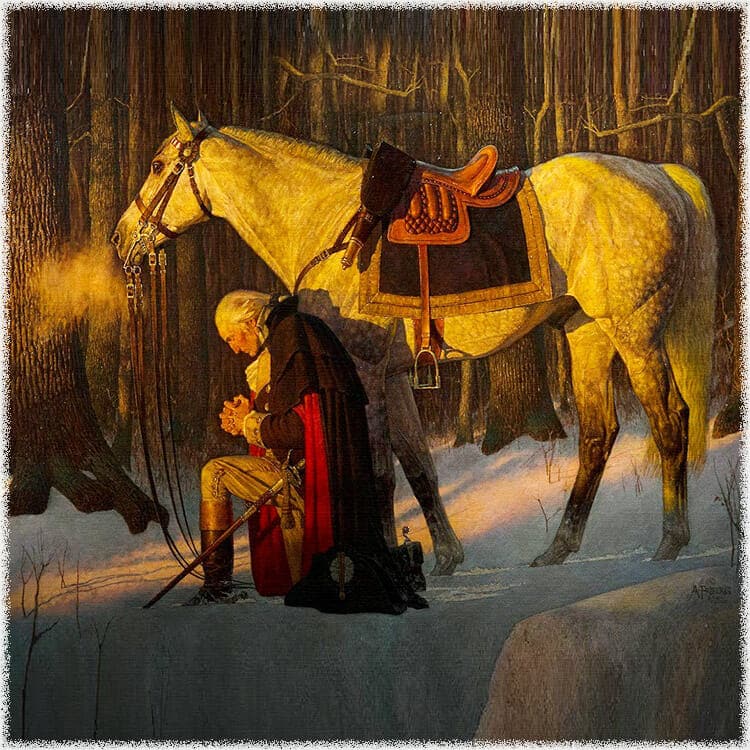 Collection 94+ Images painting of george washington praying beside his horse Superb